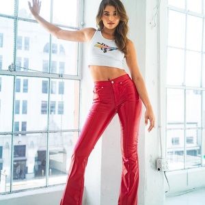 COPY - Red faux leather Revice Denim Pants